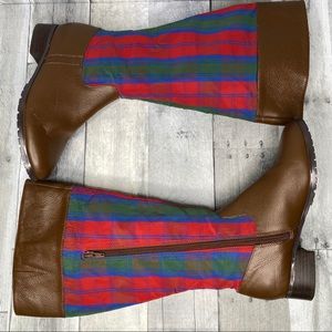 JEFFREY BANKS Striped Fabric Riding Boots Size 7